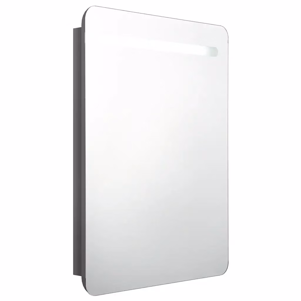 Armadietto da bagno con specchio e illuminazione LED vidaXL, Grigio lucido, L: 60 cm, P: 11 cm, H: 80 cm – 2