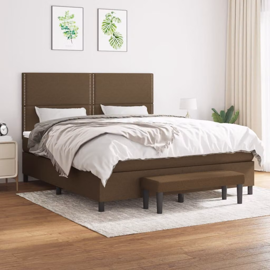 vidaXL Letto Ibrido con Giroletto a Molle e Materasso, Marrone e Bianco, L/P: 180 x 200 cm