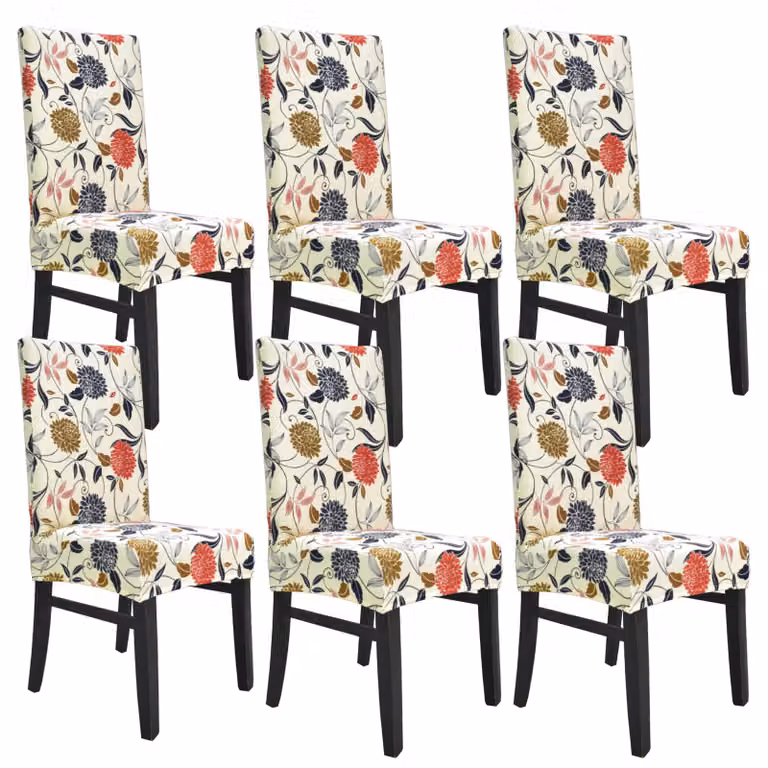 Set di 6 copri-sedie da pranzo con motivo floreale arancione