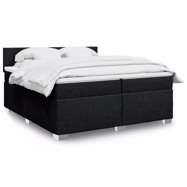 Letto con Giroletto a Molle e Materasso vidaXL in Tessuto Nero e Bianco L/P/H: 200 x 200 x 70 cm – 1