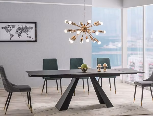 Tavolo da pranzo Tavolo da cucina Salvadore 120-180x80x76cm nero allungabile