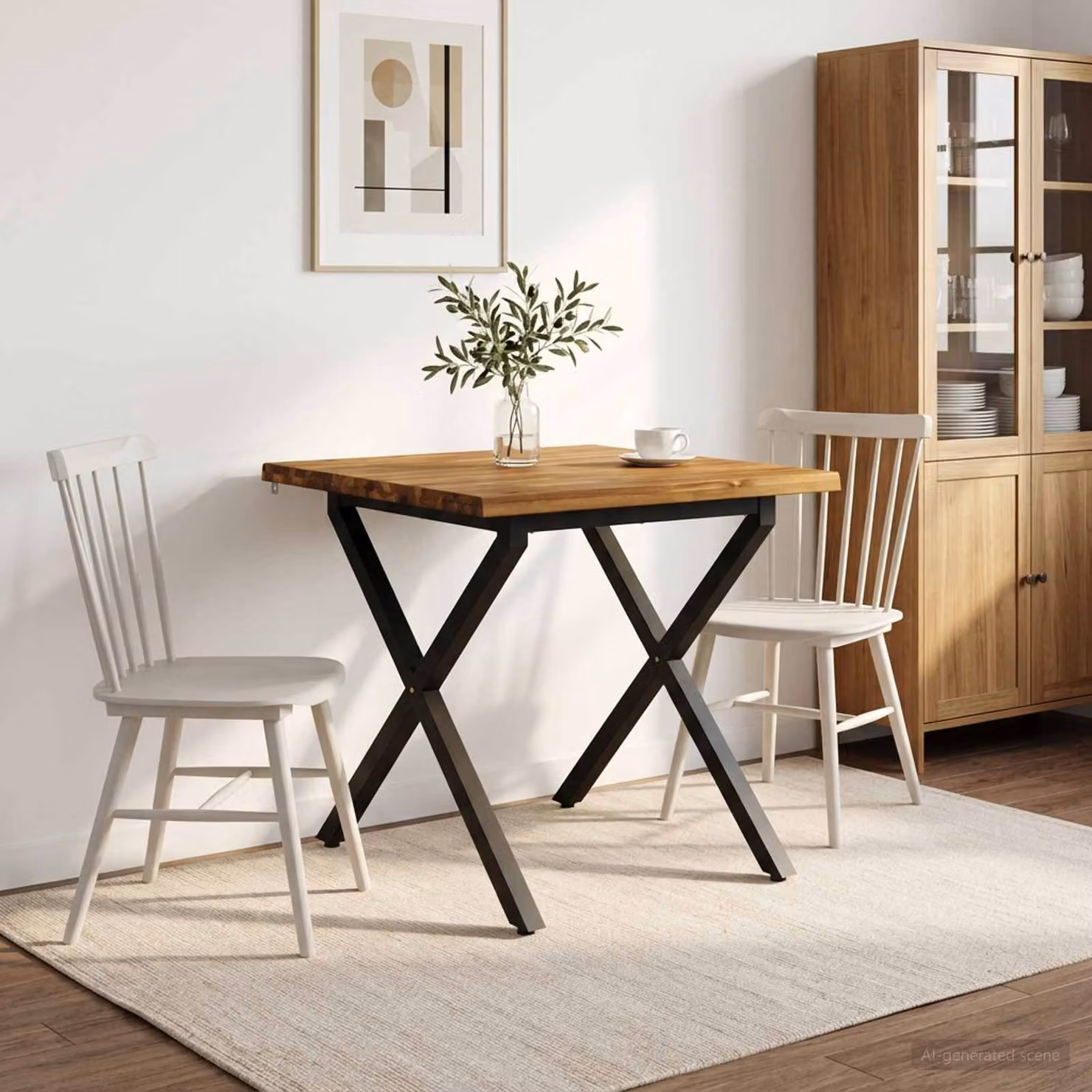 vidaXL 60 x 55 x 75 cm Legno di Acacia Massello Naturale e Nero