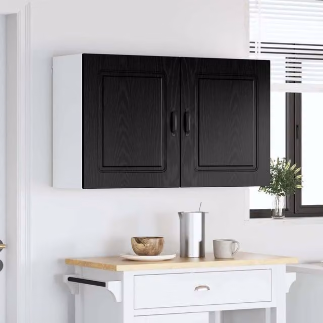 Mobile a parete moderno vidaXL in MDF nero opaco con ante a battente