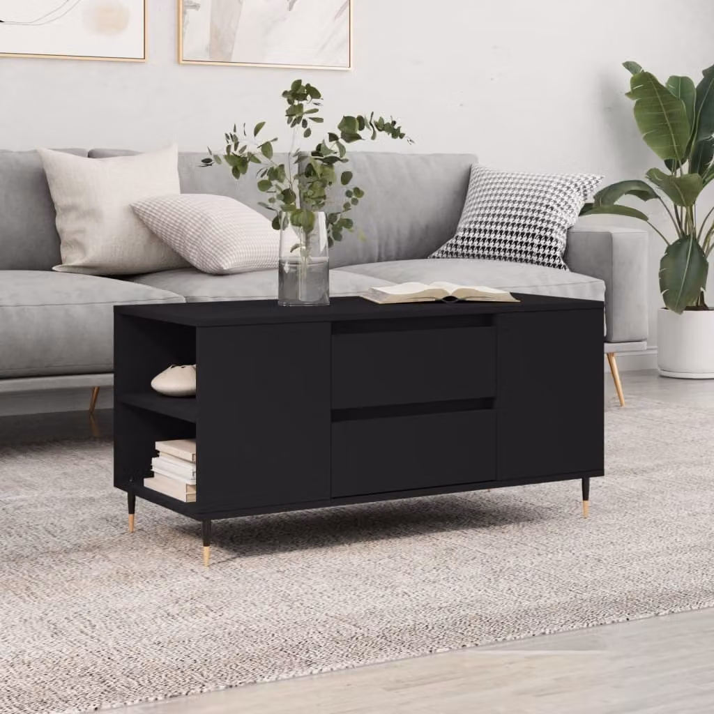 Maison Exclusive - Tavolino nero 102x44,5x50 cm Materiale ligneo