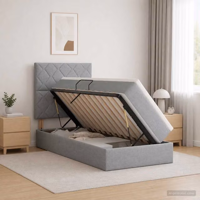 Letto con contenitore e materasso vidaXL Grigio, L/P/H: 90 x 200 x 140 cm
