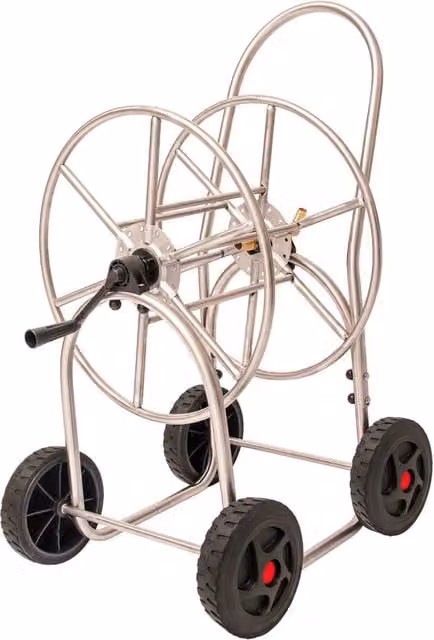 Carrello Avvolgitubo Manuale 80 mt in Acciaio Inox Agrati Cromato