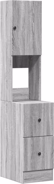 Mobile da cucina moderno e pratico 35 x 50 x 180 cm ampio spazio contenitivo in legno composito grigio Sonoma 02_0049422