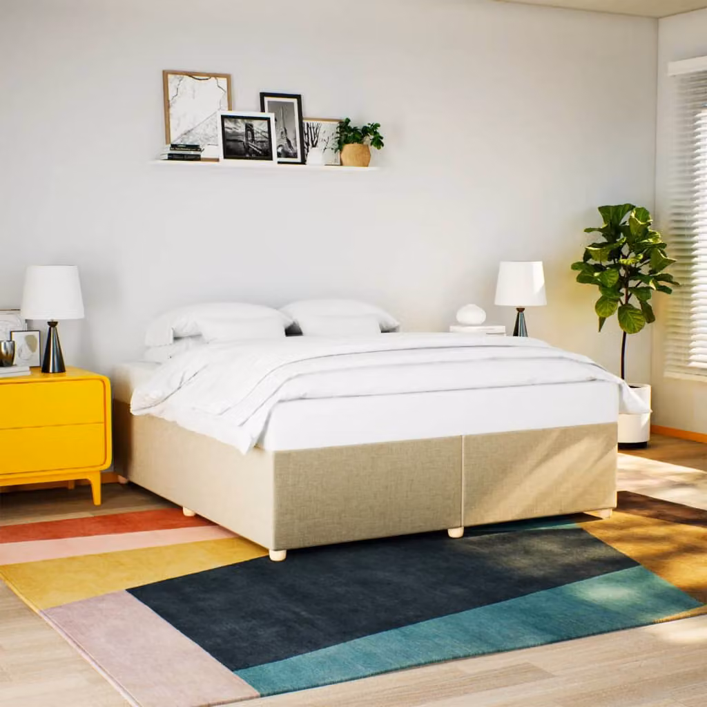 vidaXL Giroletto senza Materasso in Tessuto Beige 200x200 cm – 1
