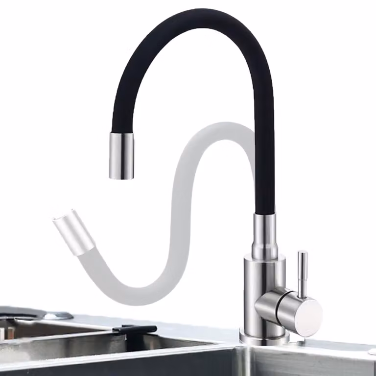 Rubinetto da cucina, rubinetto da cucina flessibile, miscelatore per lavello, girevole a 360°, acciaio inossidabile, nero