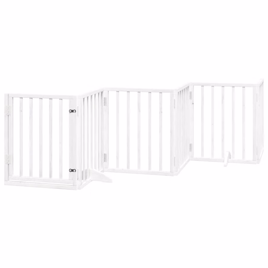Cancello Cani Porta Pieghevole Bianco 6 Pannelli 300 cm Pioppo