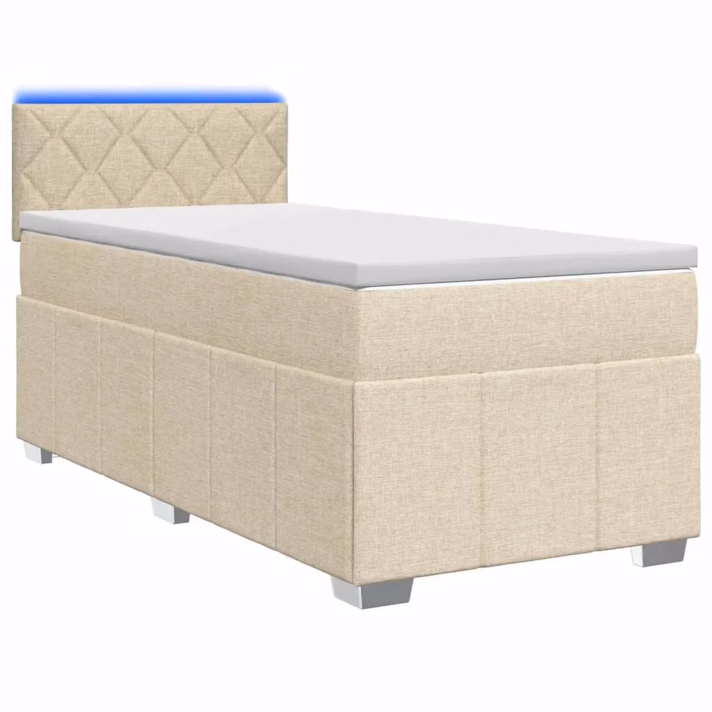 Letto box spring ibrido vidaXL con materasso a molle insacchettate e illuminazione sottostante, colore beige e bianco, L/P: 200 x 100 cm – 2