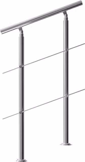Corrimano per scale Monzana in acciaio inossidabile spazzolato color argento con 2 traverse, L: 80 cm