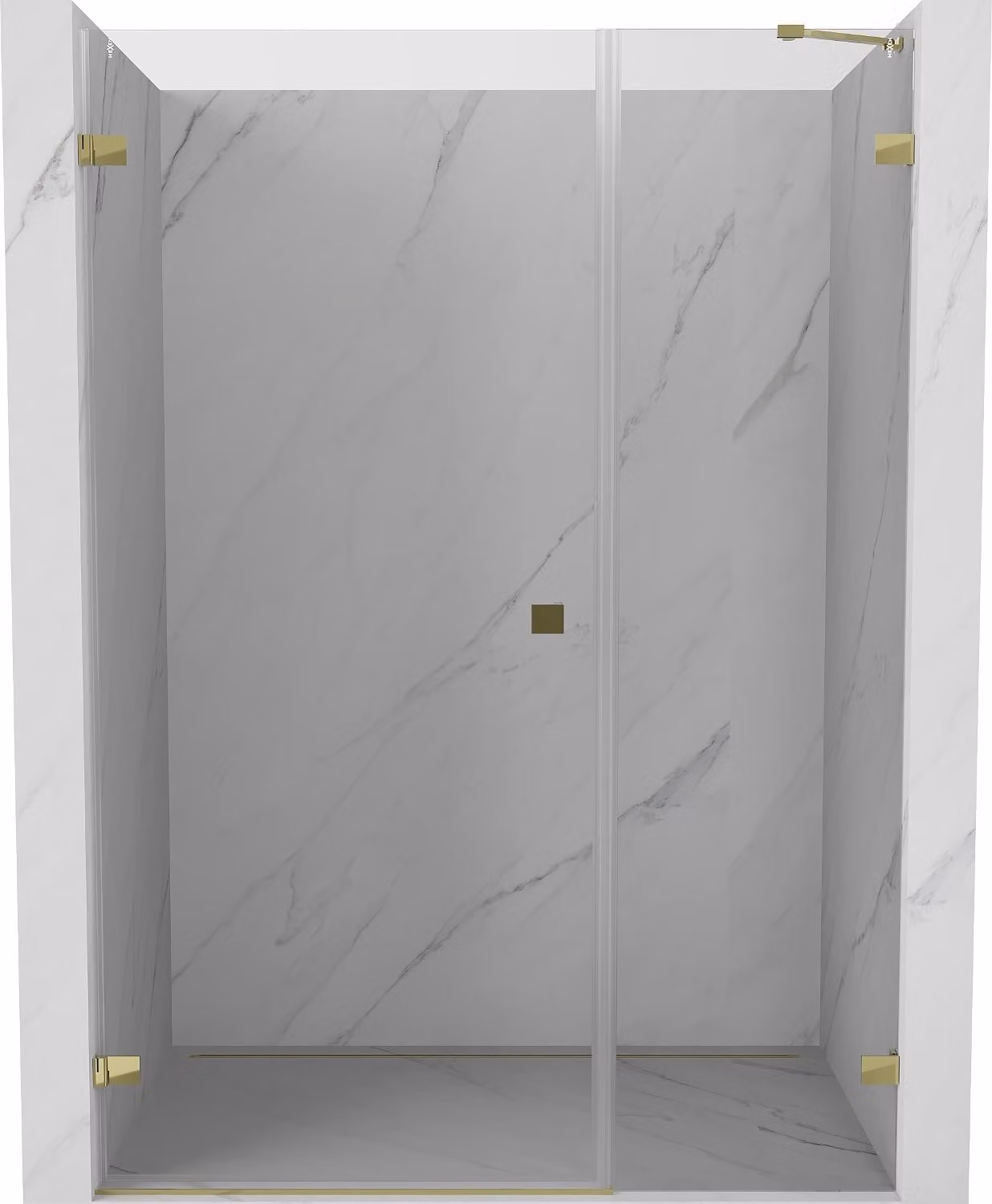 Mexen Lunar-B porta doccia battente sinistra 145 cm, trasparente, dorata - 832S-145-050-50-00-L