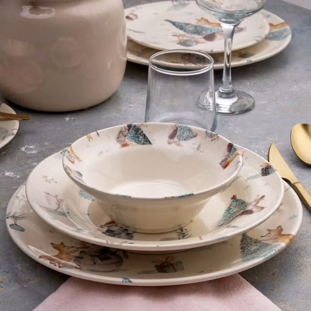Servizio Piatti Niteneto DMORA in Ceramica, Set da 24 Pezzi, Multicolore – 1