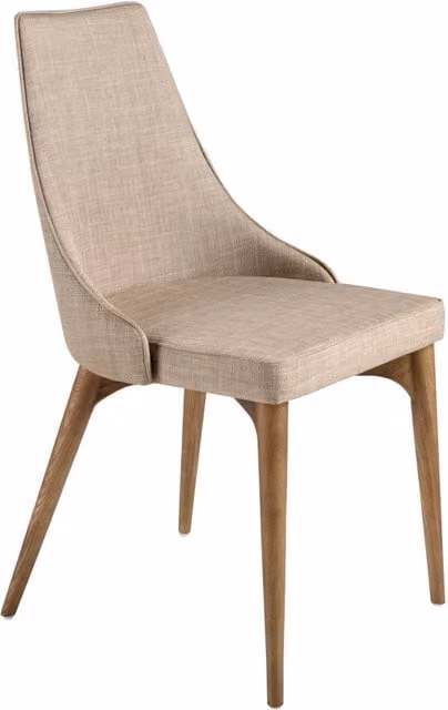 Sedia moderna in tessuto Angel Cerdá color marrone e beige con struttura in legno per cucina e sala da pranzo