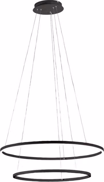 Lampadario a sospensione LED Giotto Fabas Luce, design moderno ad anello, dimmabile e regolabile in altezza, disponibile in nero, bianco o grigio