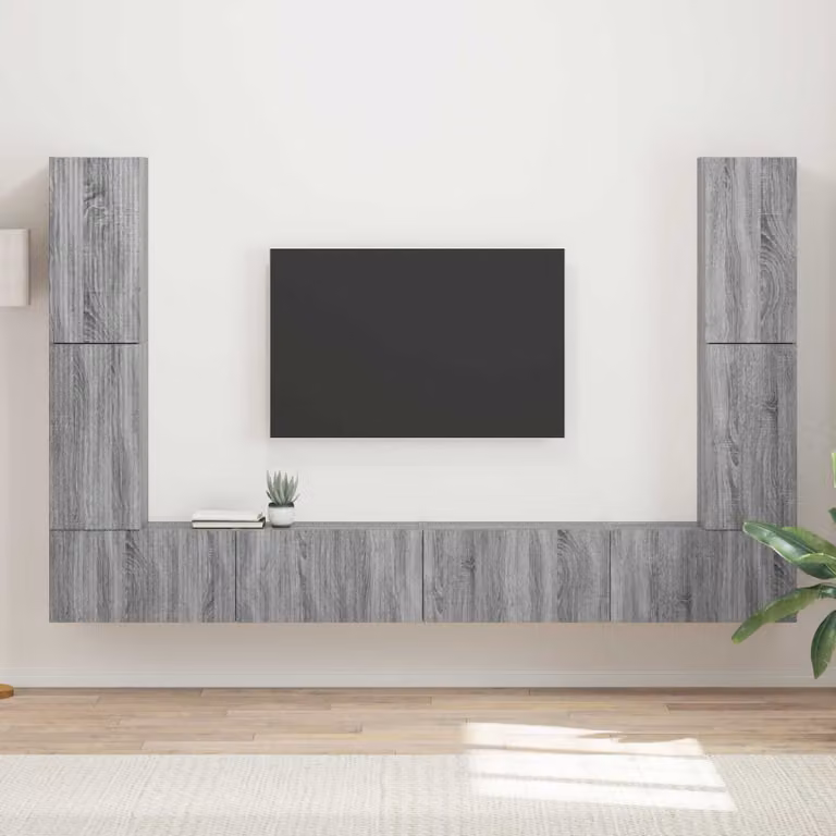 Set mobile TV vidaXL 8 pezzi Grigio Sonoma in legno e MDF per soggiorno e camera da letto