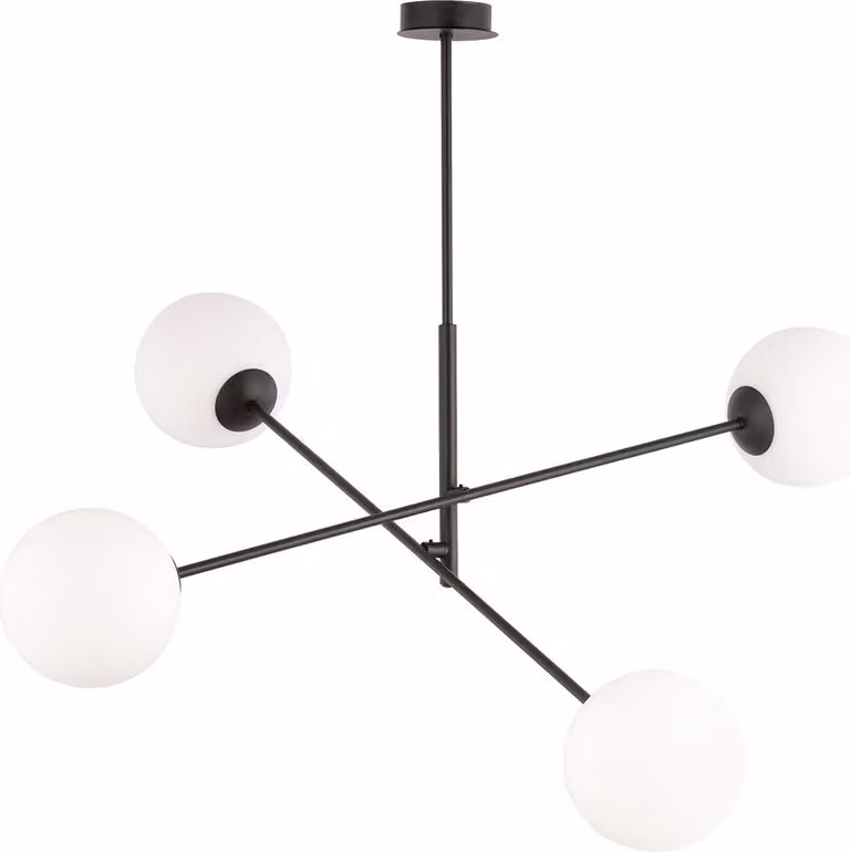 Lampadario Emibig 4xE14 40W LINEAR 4 NERO/OPALO 1169/4