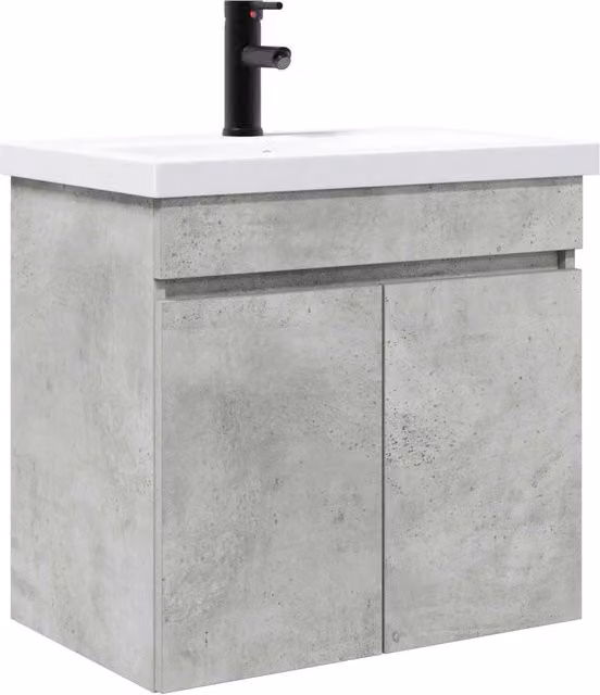 Mobile Bagno | Armadio da bagno con rubinetto Grigio Cemento 61 x 40 x 74,5 cm