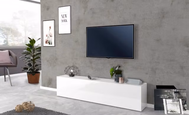 Mobile Porta TV Maruska – 1 anta a ribalta – 180x40x30 – Bianco Lucido