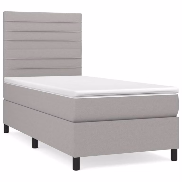 Giroletto a Molle con Materasso Grigio Chiaro 90x190 cm Tessuto