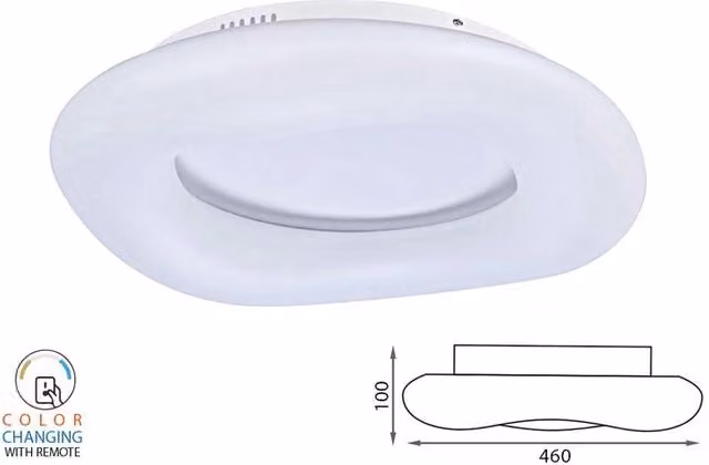 Plafoniera LED Moderna V-TAC Bianca Rotonda con Telecomando Dimmerabile CCT 32W Diametro: 46 cm