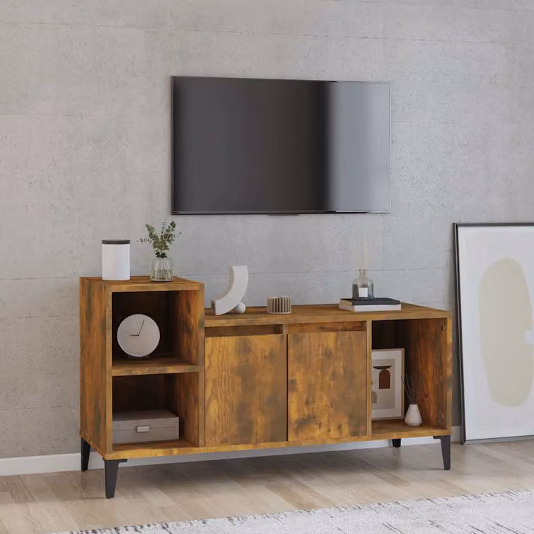 Mobile TV vidaXL in Rovere Fumo, L: 100 cm, P: 35 cm, H: 55 cm
