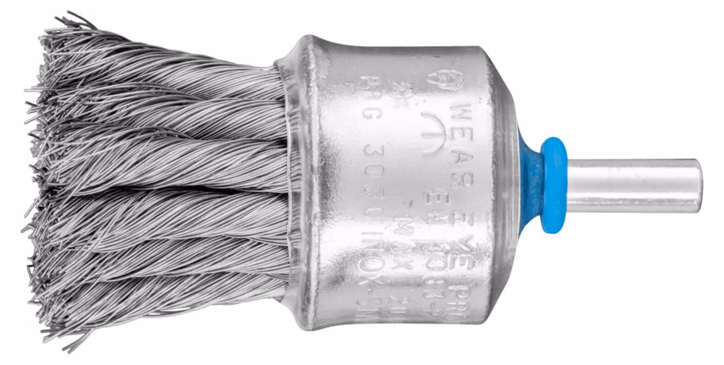 PFERD TOOLS Pennello con protezione in plastica annodata PBG Ø30mm gambo-Ø6 mm filo in acciaio inox-Ø0,25