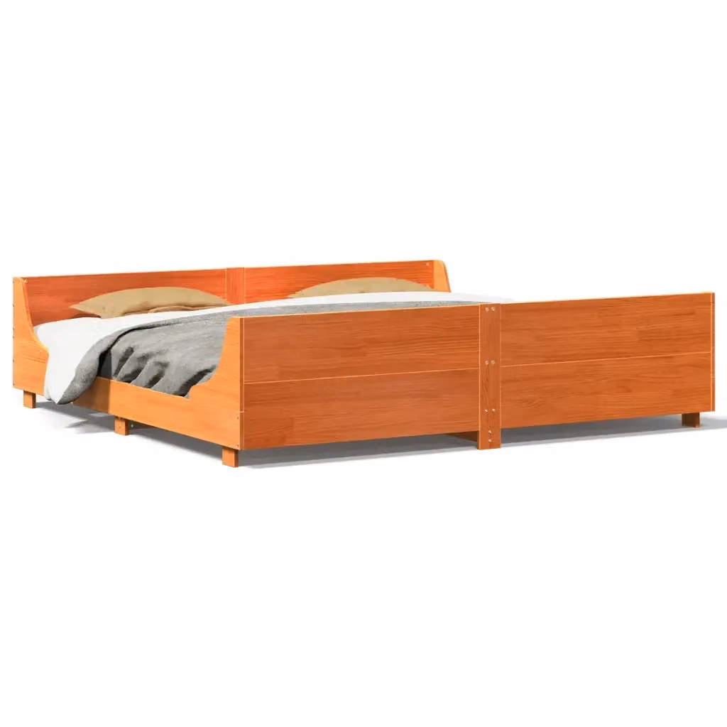 Letto in legno di pino stile rustico marrone cera vidaXL L/P: 200 x 200 cm – 2
