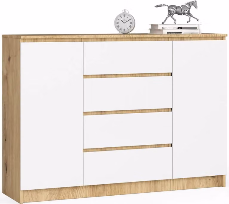 Grande cassettiera combinata SAVRILA - rovere artisan / bianco