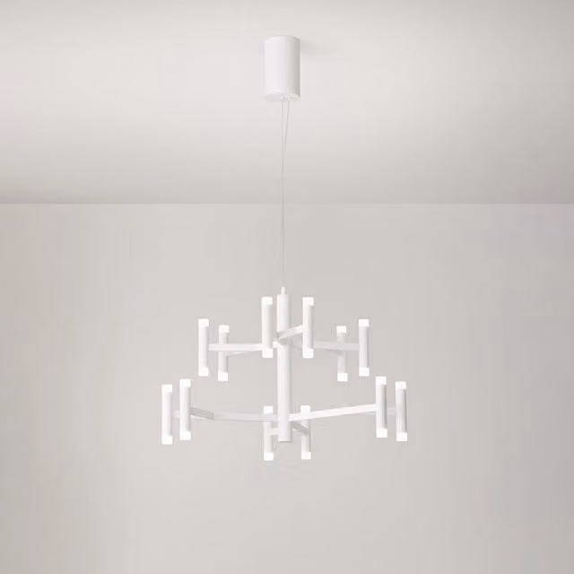 Lampadario Contemporaneo Candles Metallo Bianco Opaco Acrilico Led 68W 3000K