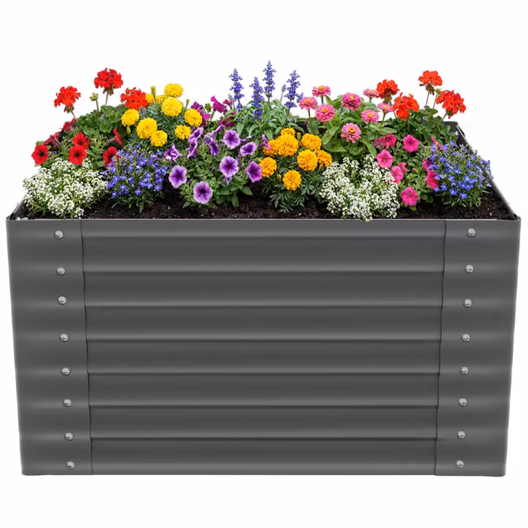 Aiuola rialzata Blomma tectake in acciaio zincato colore antracite