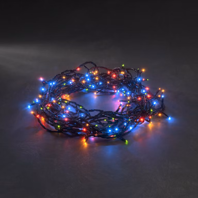 Konstsmide - Fata micro LED, con 8 funzioni, unità di controllo e funzione di memoria, 180 diodi colorati, trasformatore per esterni da 24 V, cavo nero ; 3632-500