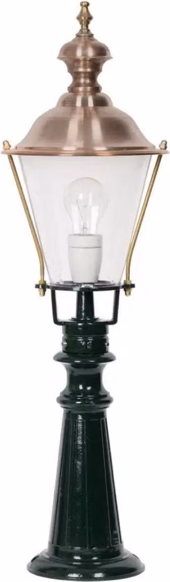 Casa Padrino Lampada da terra da giardino in stile liberty verde/rame Ø 22 x H. 75 cm - Lanterna da giardino - Lampada da giardino - Illuminazione da giardino nostalgica - Luci da giardino nostalgiche
