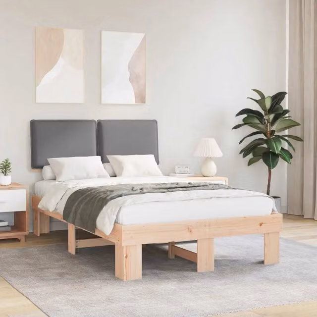 Letto con Testiera Rivestita-Struttura Letto con Testiera Grigio chiaro 120 x 190 cm 655376