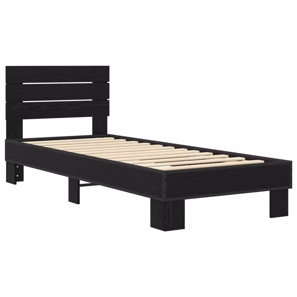 Struttura letto con testata e giroletto DESIGN IN in rovere e nero L 80 cm x P 200 cm – 2
