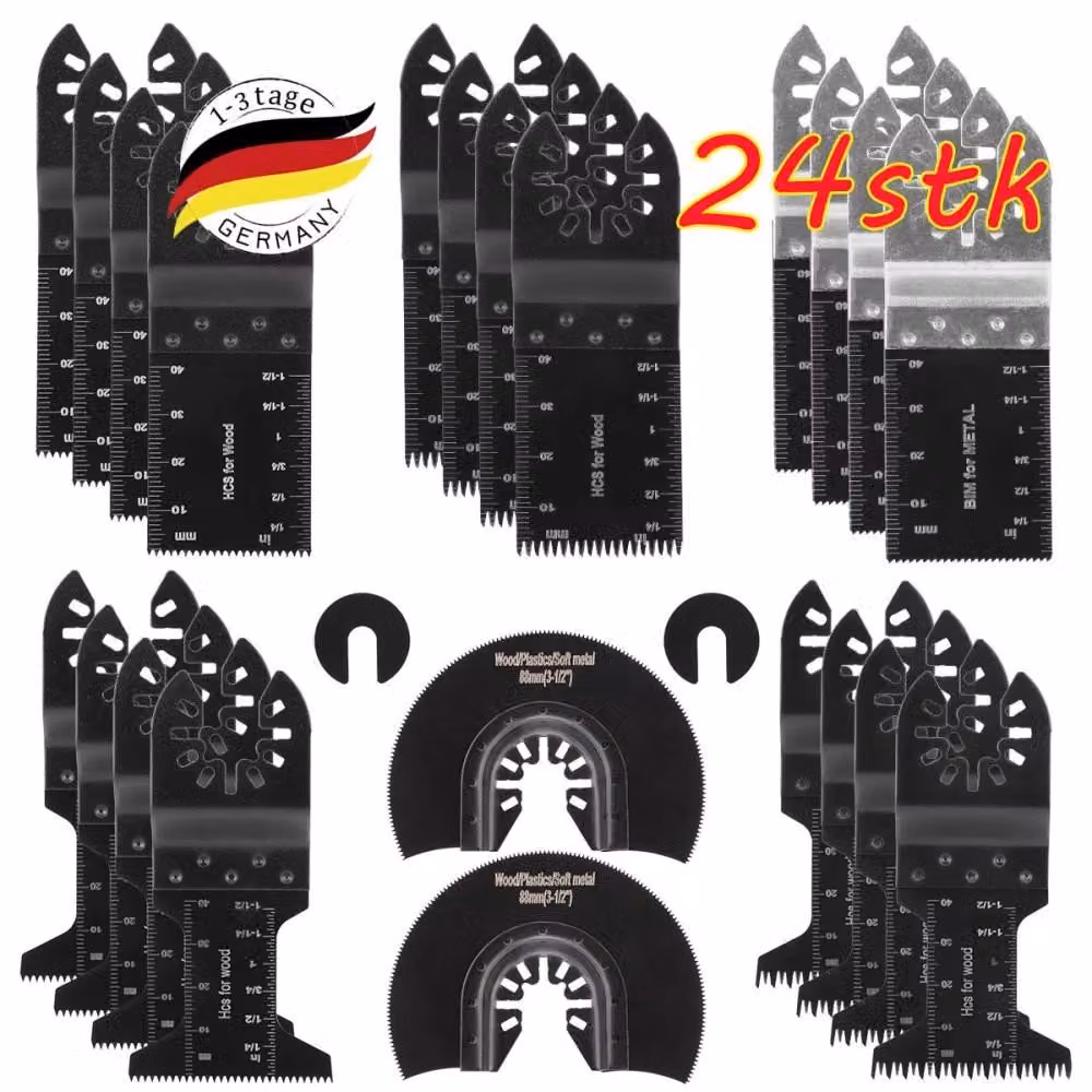 Set di lame per utensile multifunzione, 24 pezzi, accessori per seghetto oscillante, per legno e metallo