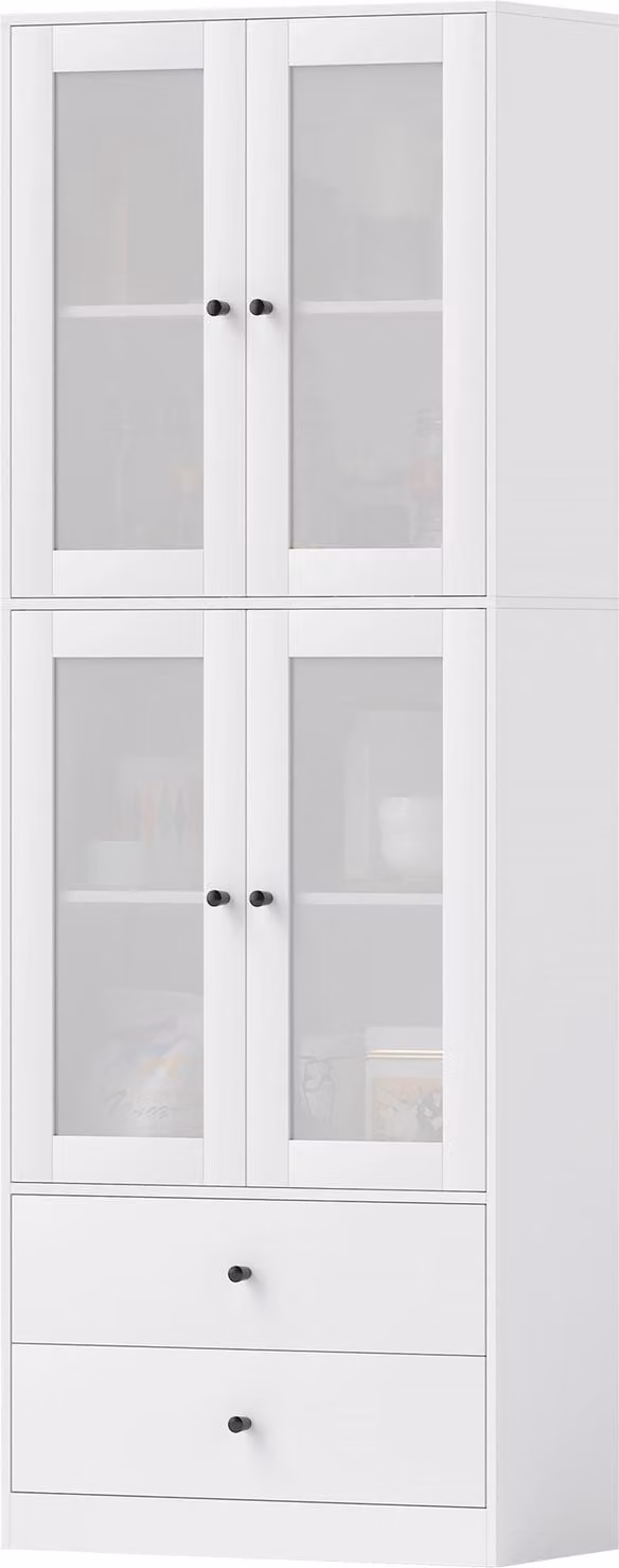 Mobile da cucina, colonna con cassetto, ripiani regolabili, buffet da cucina con 2 scomparti per soggiorno, sala da pranzo, 59 x 30 x 170 cm, bianco Aosom