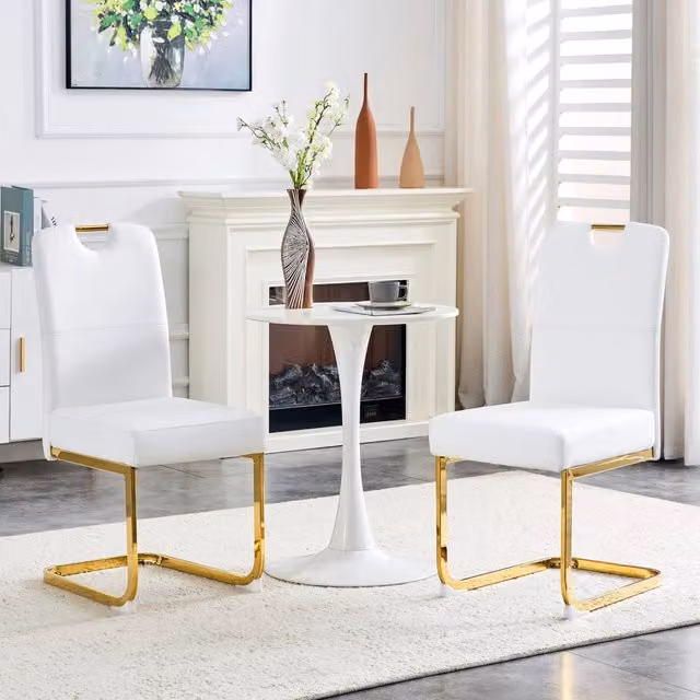 Sedia moderna MIVRAY in ecopelle bianca con schienale ergonomico e struttura in metallo e plastica per sala da pranzo o ufficio in casa
