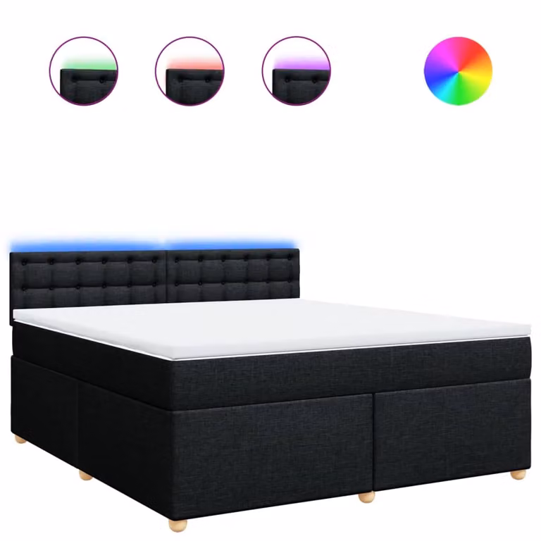 Giroletto a Molle con Materasso Nero 180x200 cm in Tessuto