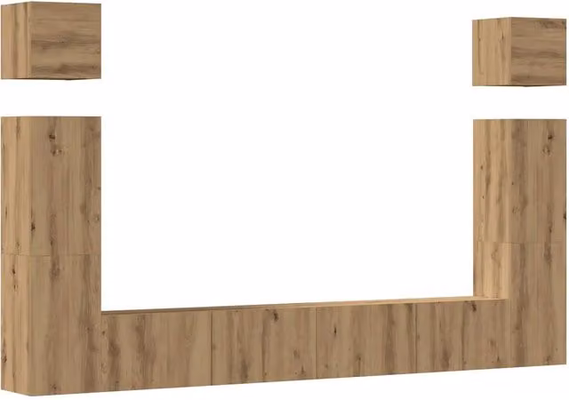 Set Mobile TV 6 pz | Armadietto TV | Mobile Porta TV Montato a Parete Rovere in Legno Multistrato