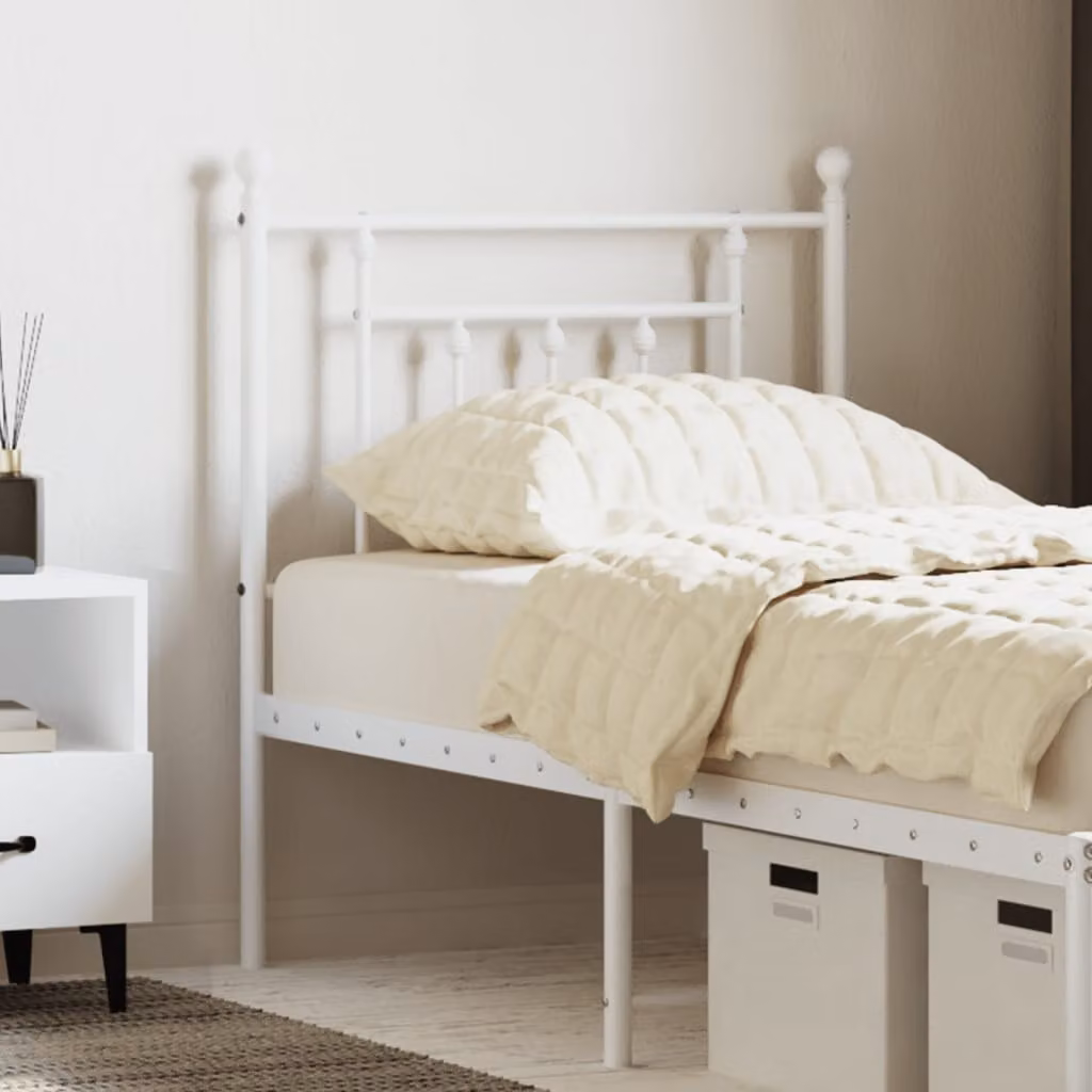 Testiera di ricambio vidaXL in metallo bianco laccato per camera da letto, L: 75 cm, H: 80 cm, P: 3 cm