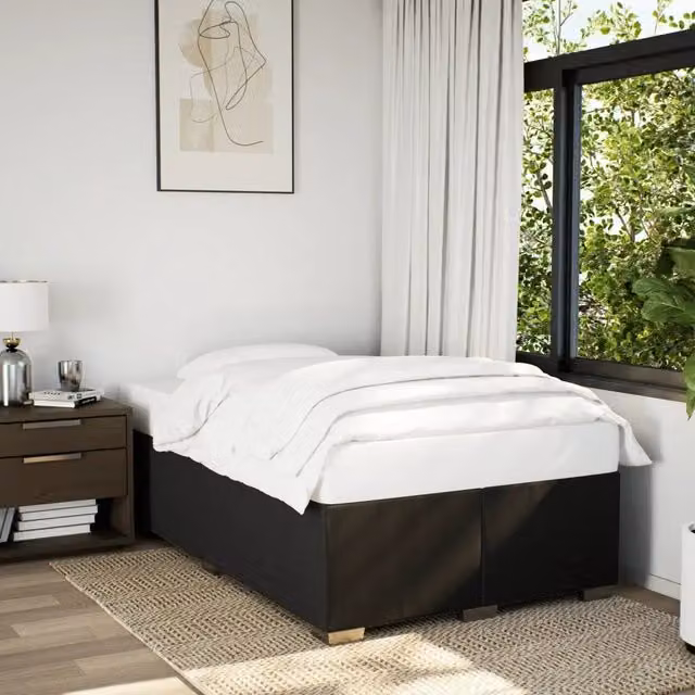 Giroletto vidaXL in tessuto nero con doghe in legno L: 120 cm, P: 190 cm – 1