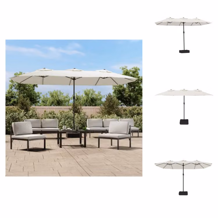 vidaXL Ombrellone doppio bianco sabbia 449x245 cm - Ombrelloni e tende da sole