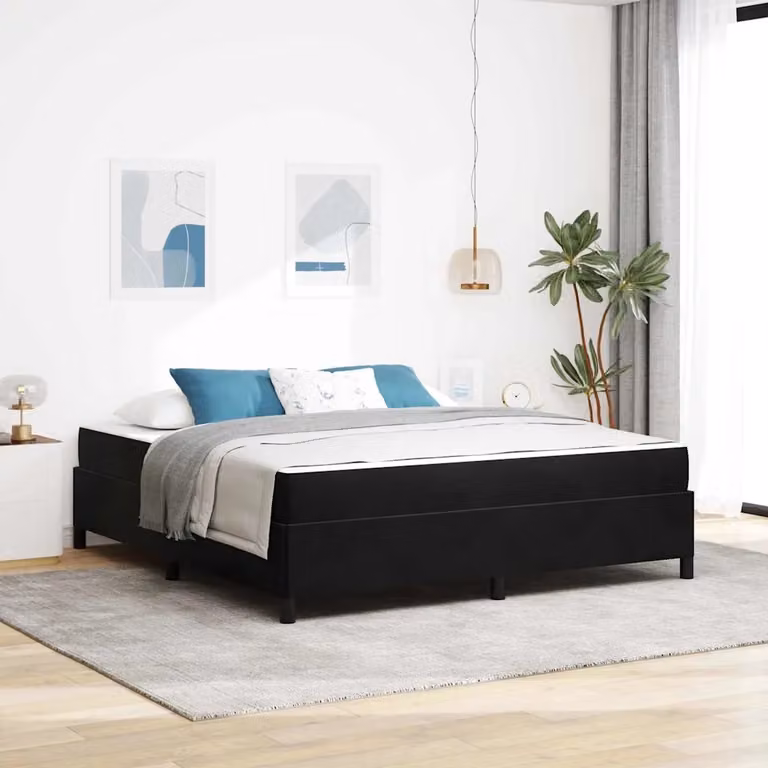 Struttura letto imbottita vidaXL in tessuto nero con materasso L: 180 cm, P: 200 cm, H: 203 cm