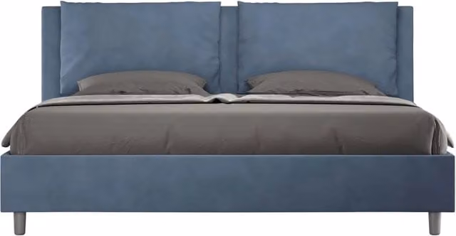 BS COM Letto senza rete imbottito 180x190 microfibra blu