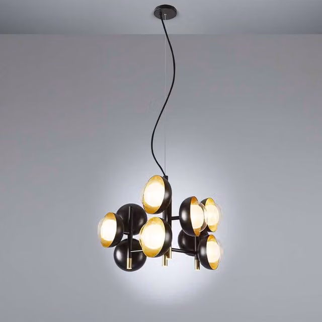 Lampada a sospensione Tooy Muse in metallo e vetro con altezza regolabile, disponibile in oro/ottone, rame o nero