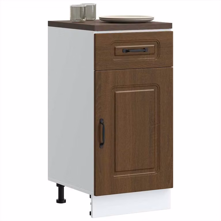 Base da cucina moderna vidaXL Kalmar in legno multistrato e MDF, colore marrone, L: 46,0 cm, P: 40,0 cm, H: 81,5 cm