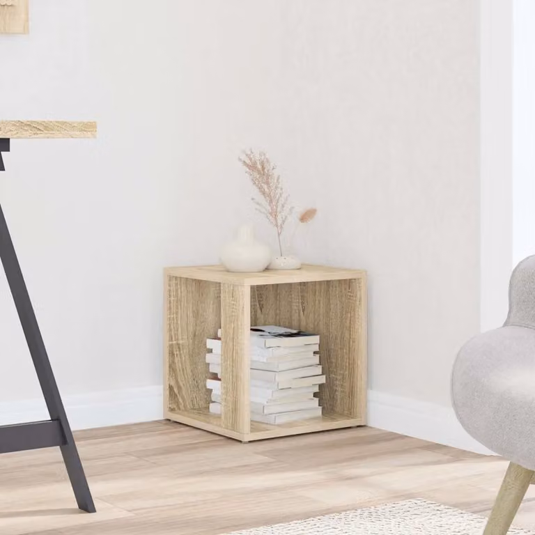 Tavolino da angolo vidaXL in legno composito Rovere Sonoma, L/P/H: 33 x 33 x 34 cm