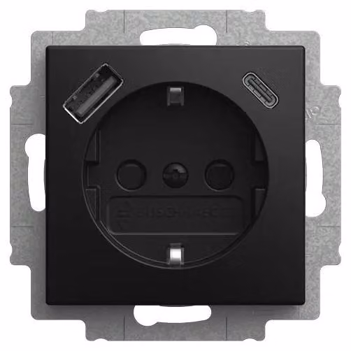 BJ SCHUKO nero opaco 20 EUCB2USBAC-915 Inserto per presa USB Safety+ con USB A/C